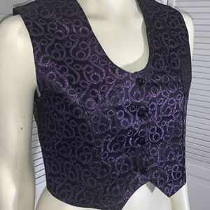 Vintage 1849 Authentic Ranchwear Button Front Vest Small Rodeo Purple Jacquard S